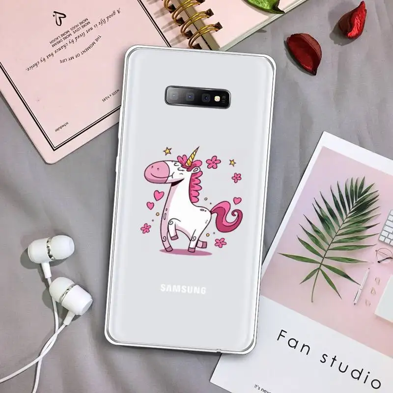 

unicorn Cute rainbow cartoon Phone Case Transparent For Samsung Galaxy S A 5 7 8 9 2015 20 edge plus 10 e lite 2019