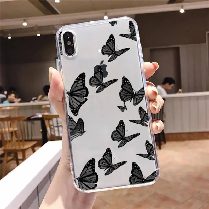 

Cute Butterfly Phone Case Transparent soft For iphone 5 5s 5c se 6 6s 7 8 11 12 plus mini x xs xr pro max