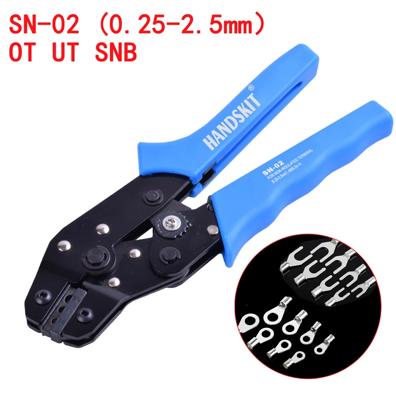 

SN-02 0.25-2.5mm U/Otype bare terminal pipe crimping tool Ratchet terminal crimping pliers OT UT SNB terminal crimping pliers