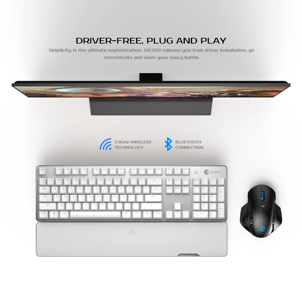 Беспроводная Механическая игровая клавиатура GameSir GK300 с Bluetooth и USB приемником