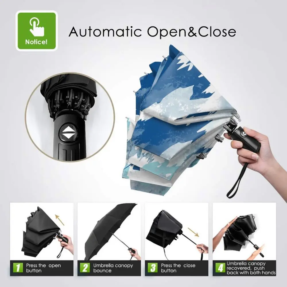 Miglior Automatico Ombrello Pioggia Donne Three-ombrello Di Indigo Tie-Dye Antivento Ombrello Femminile Impermeabile Parasole