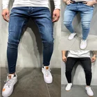Джинсы скинни мужские, эластичные мужские джинсы, с талией, 2020, рваные, уличная одежда, синие джинсы