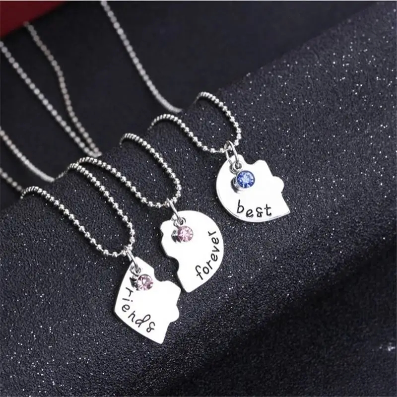 Популярное ожерелье 3 шт. подвеска с надписью Best Friend Women Forever Love Break Heart ювелирные