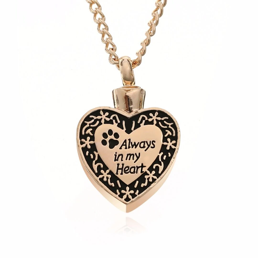 Винтажные урну пепел кулон ожерелье с рисунком собачки и котика лапой Длинная