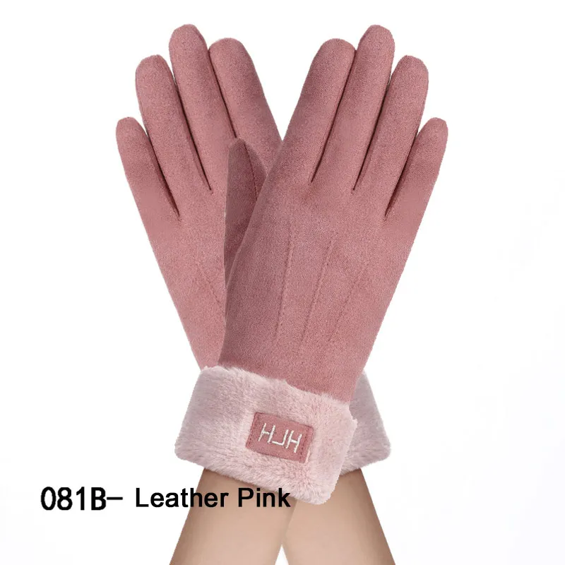 10 New Winter Female Lace Warm Cashmere Three Ribs Cute Mittens Double Thick Plush Wrist Women Touch Screen Driving Gloves - Цвет: 10