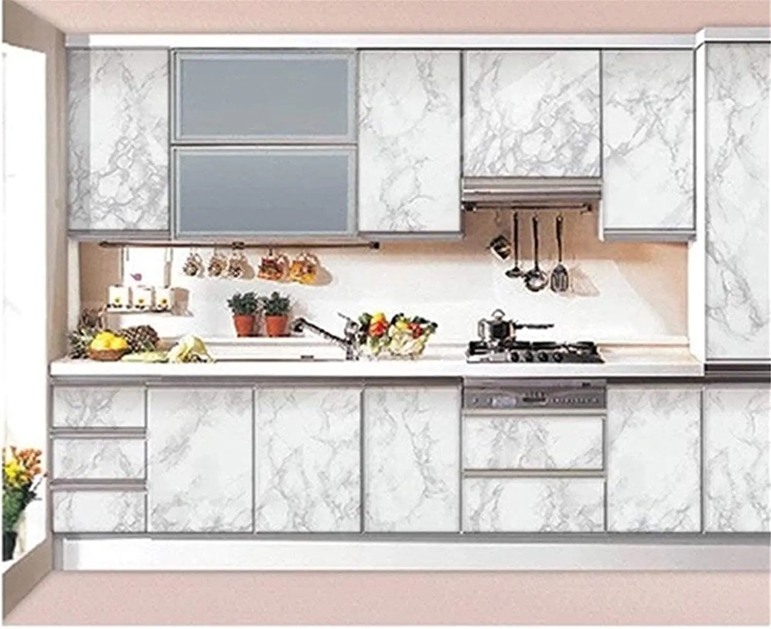 

Pvs Peel and Stick Marble Wallpaper, Removable Wallpaper countertops Vinyl Film Self-Adhesive Kitchen Backsplash Decor furniture