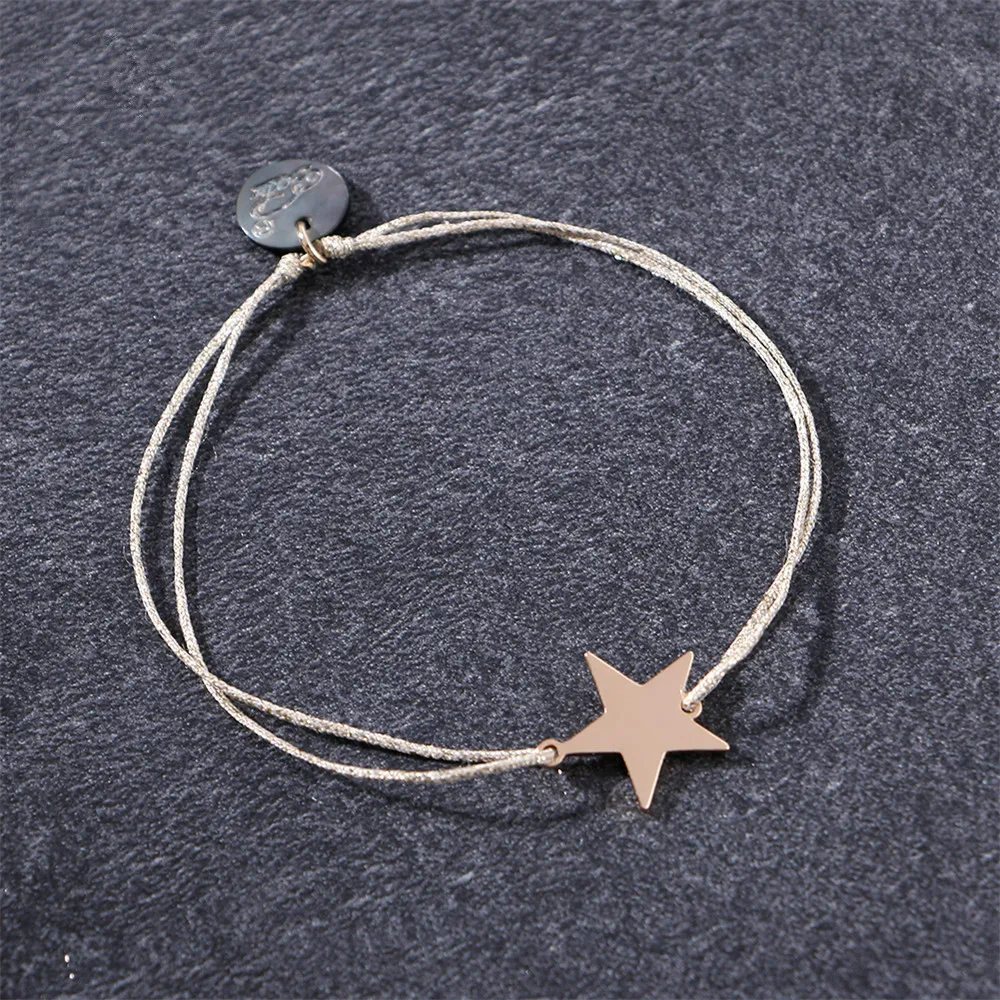 ELEGANCE11 Design Gold Bling Sequins Rope Bracelet for Women Alloy Pentagram Dangle Friendship Bracelets Couples Gift Female | Украшения и