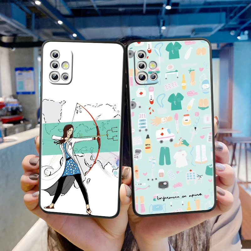 

Cartoon Medicine Doctor NurseFor Samsung Galaxy A41 A31 A21S A21 A11 A03 A01 Core A91 A81 A71 A51 5G UW Black Phone Case