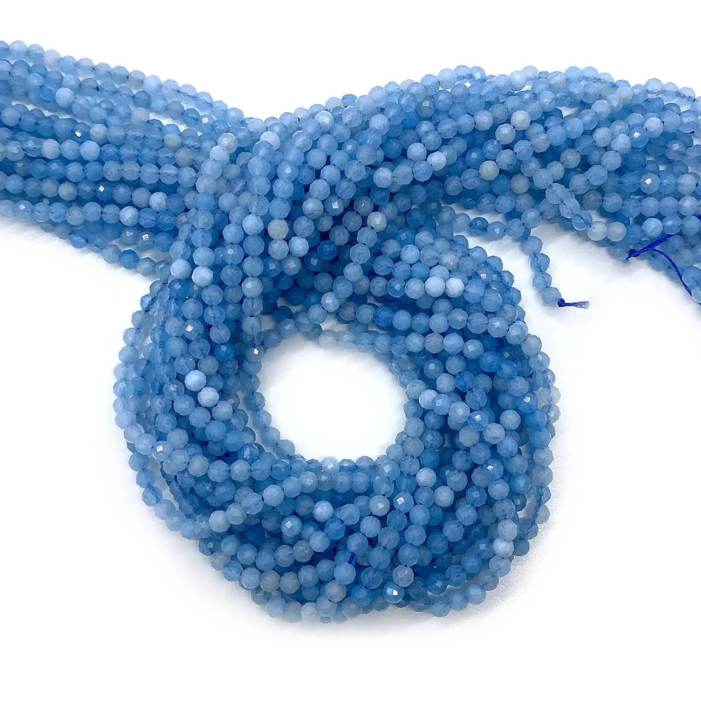 Бусины из натурального камня с аквамарином 2/3/4 мм | Украшения и аксессуары