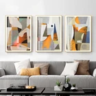 Абстрактная треугольная шестиугольная геометрическая мозаика, комбинация цветов и печать, декоративные настенные картины для гостиной
