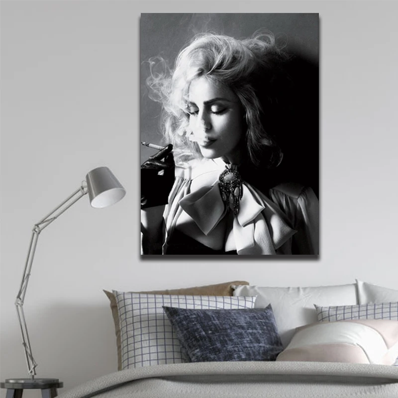 OUCAG черно белый женский постер для курения и печать современный холст картина