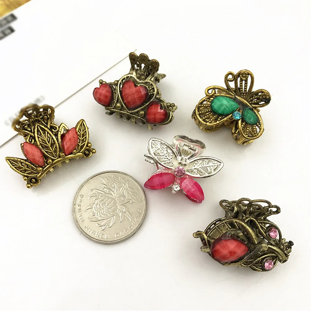 2 шт. Женские Ретро полимерные заколки для волос Мини Бабочка Корона