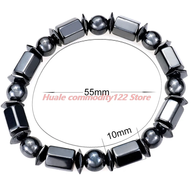 

New Magnetic Therapy Bracelet Health Care Bracelet Men Women Jewelry Slimming Bracelets Six-Side Black Stone 50mm Bangle