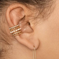 new arrival multiturn hollow earrings women pearl crystal clip earrings exquisite jewelry