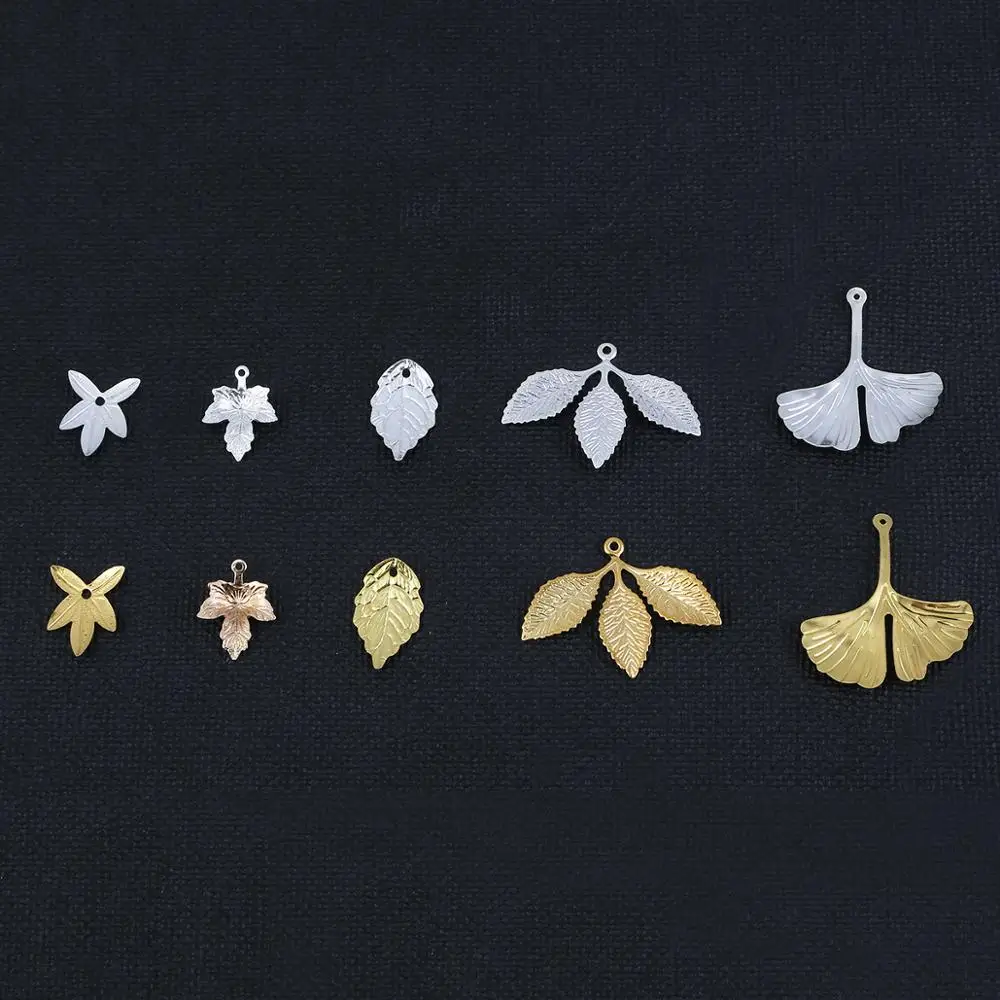 10-20 шт. позолоченные серебряные латунные Подвеска &quotлист дерева&quot Подвески Diy