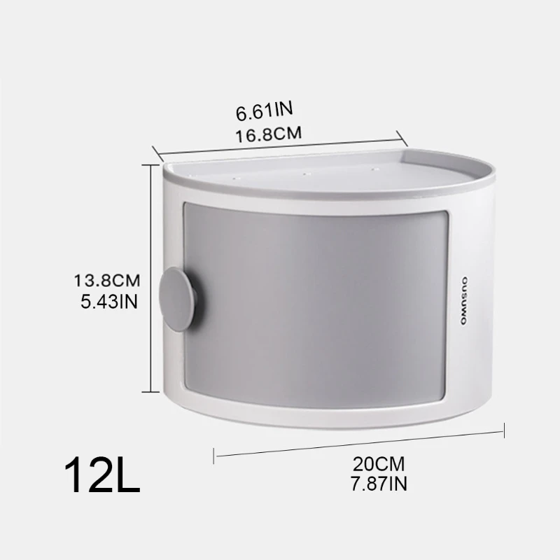 

H056 Bathroom Wall Mount Tissue Dispenser Holder 12L Semicircle Tissue Storage Box
