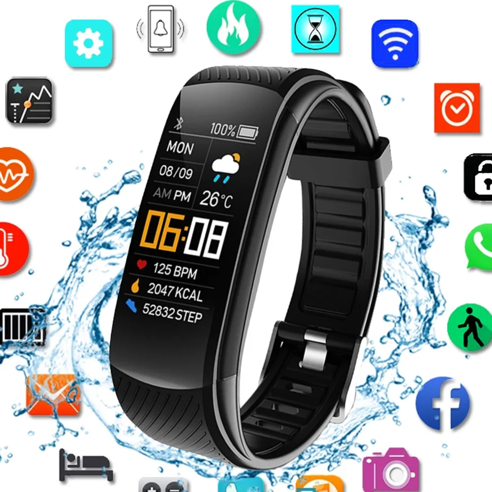 

Мужские и женские спортивные Смарт-часы, электронный браслет с пульсометром, водонепроницаемый, подходит для Android и IOS,