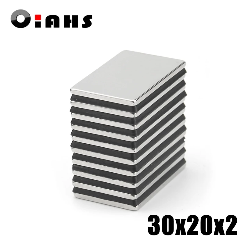 

100pcs F30x20x2mm Super Powerful Strong Rare Earth Block NdFeB Magnet Neodymium N35 Magnets F30*20*2mm- Free Shipping