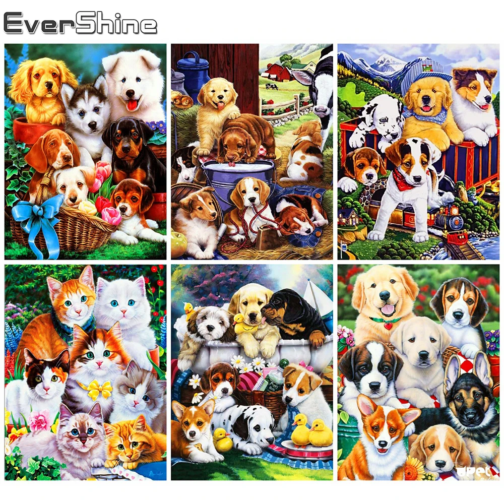 

Evershine 5D DIY Алмазная вышивка Собака картины стразами алмазная мозаика животное вышивка крестиком Подарок домашнего декора