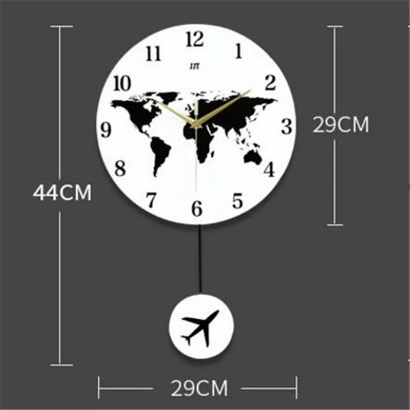 Бесшумный маятник 12 дюймов настенные часы с картой мира современный дизайн