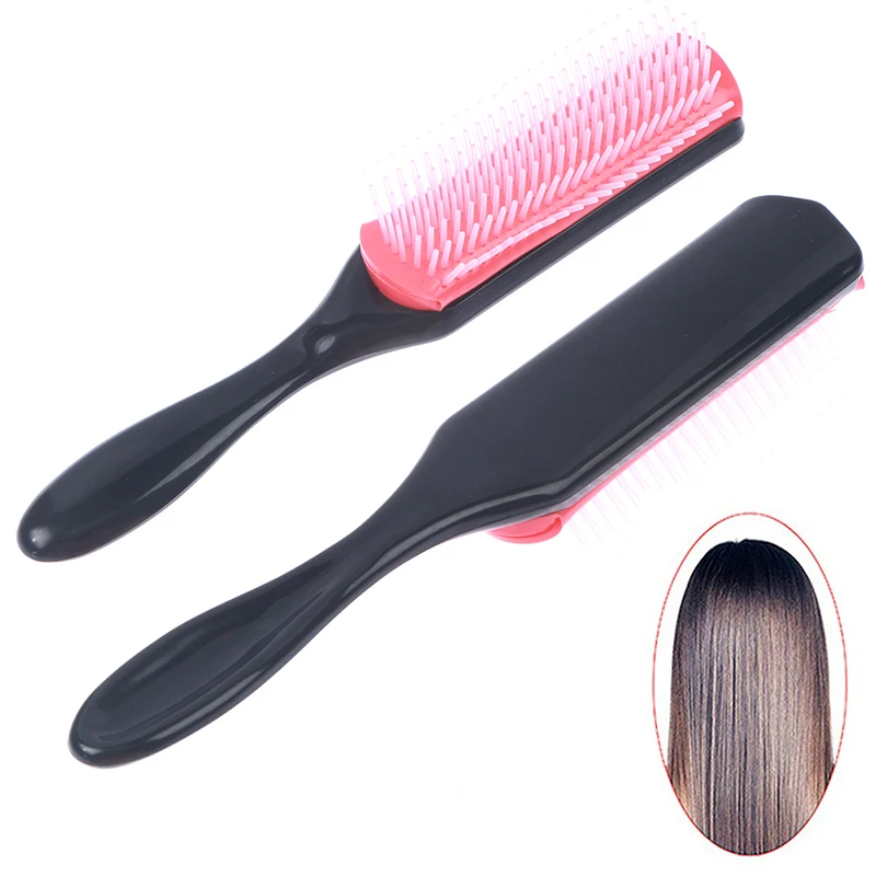 

9-Rows Detangling Hair Styling Brush as Denman Detangle Hairbrush Scalp Massager Salon Hairdressing Straight Curly Wet Hair Comb