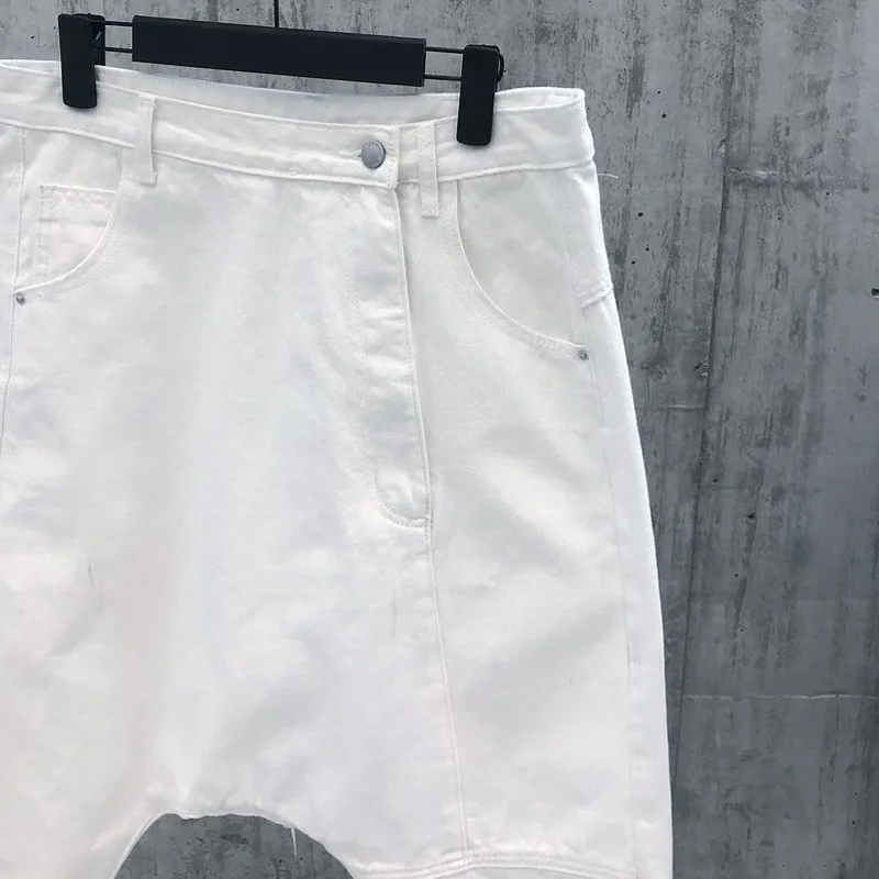 Women Low Drop Crotch baggy Loose Jeans black White Cowboy Cross-pants Streetwear dance Harem trousers Harajuku Denim Jogger