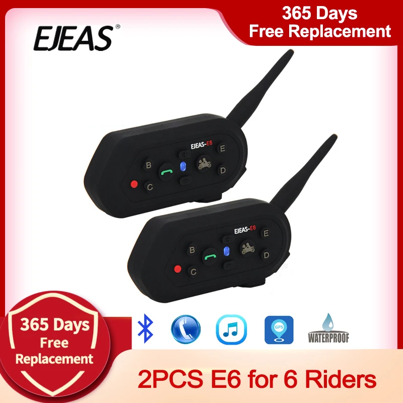 Домофон EJEAS E6 для мотоцикла 2 шт.|interphone bluetooth intercom|motorcycle intercombluetooth intercom |