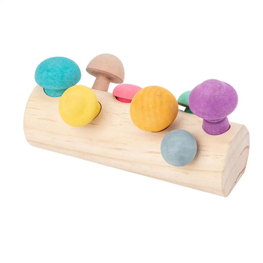 

Montessori Wooden Toy Smooth Surface Early Learning Safety Baby Mushroom Educational Cognition Toy for Kindergarten