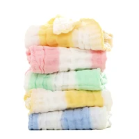 3030cm small square baby cotton gauze handkerchief square baby combed cotton washed gauze square towel foldable color striped b
