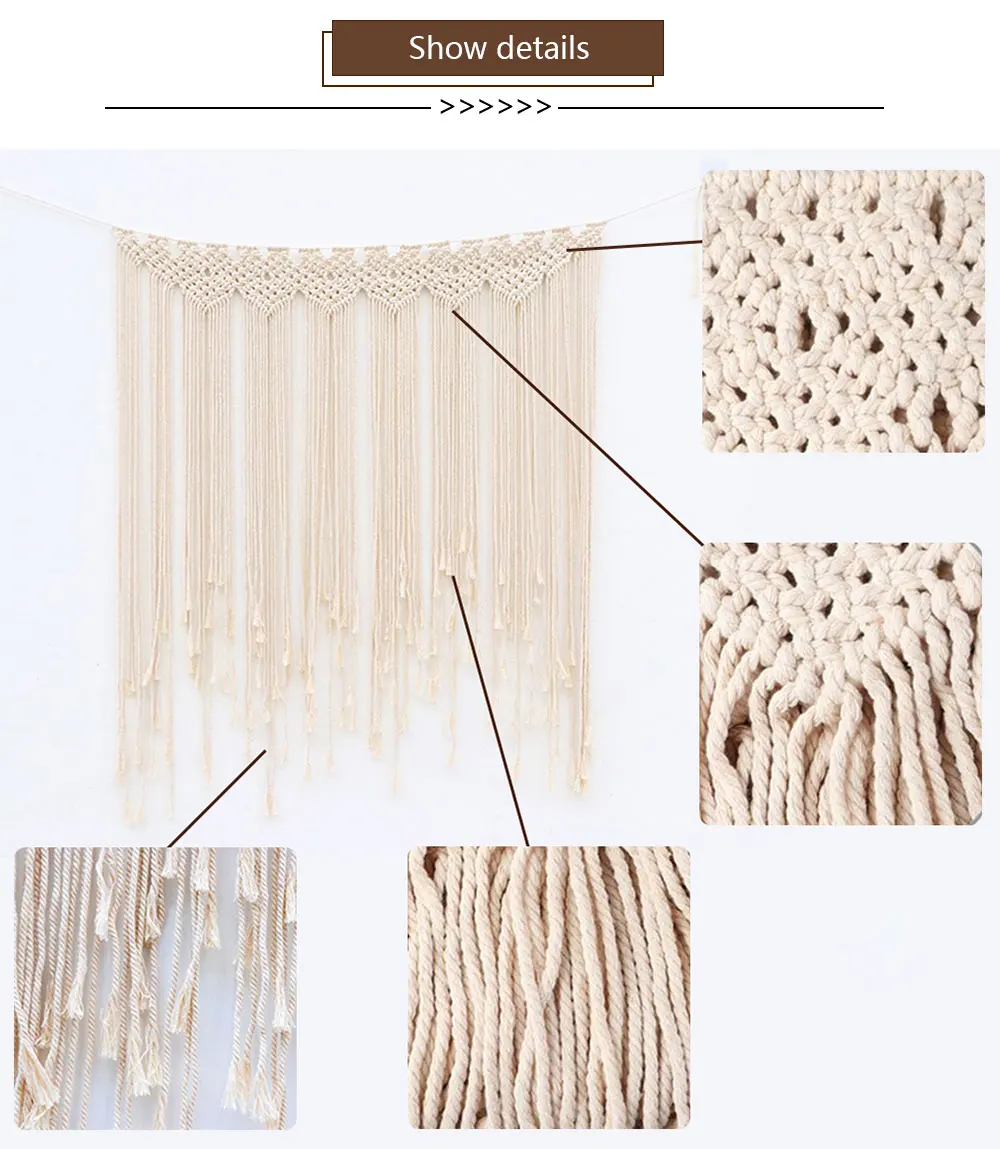 

Handmade Wall Hanging Large Cotton Woven Wall Hangings Macrame Backdrop Wall for Wedding Living Room Bedroom 115cm*115cm