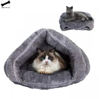 winter warm triangle house cat ultra soft pet kennel universal dog mat high quality windproof pad thick sleeping bag yurt nest
