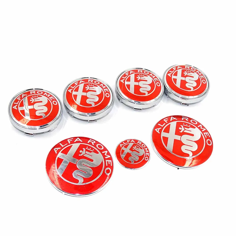 7pcs/lot ALFA ROMEO Logo sticker Hood Trunk Emblem+ Steering Wheel Badge+ 60mm Hub Center Caps for Mito 147 156 159 166 | Автомобили и
