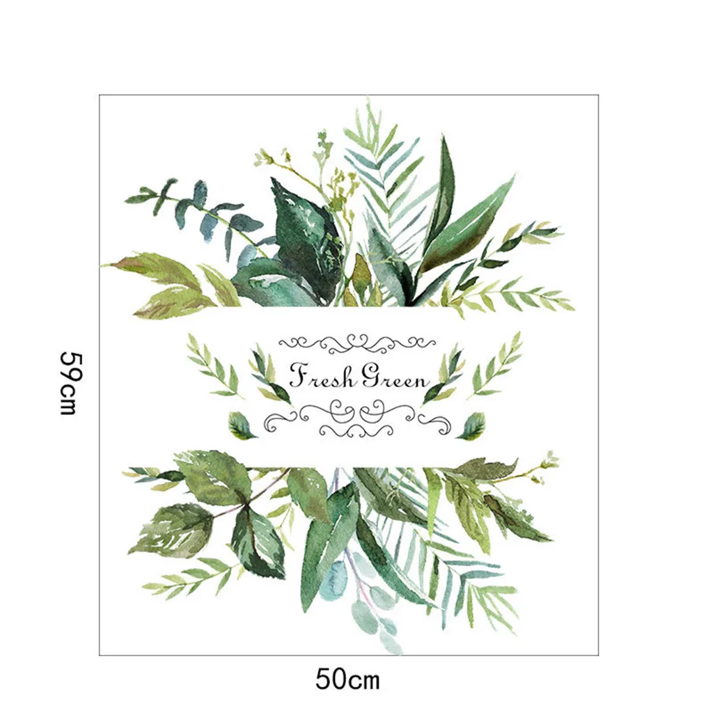 Стикер настенный в деревенском стиле с зелеными листьями наклейка на стену для