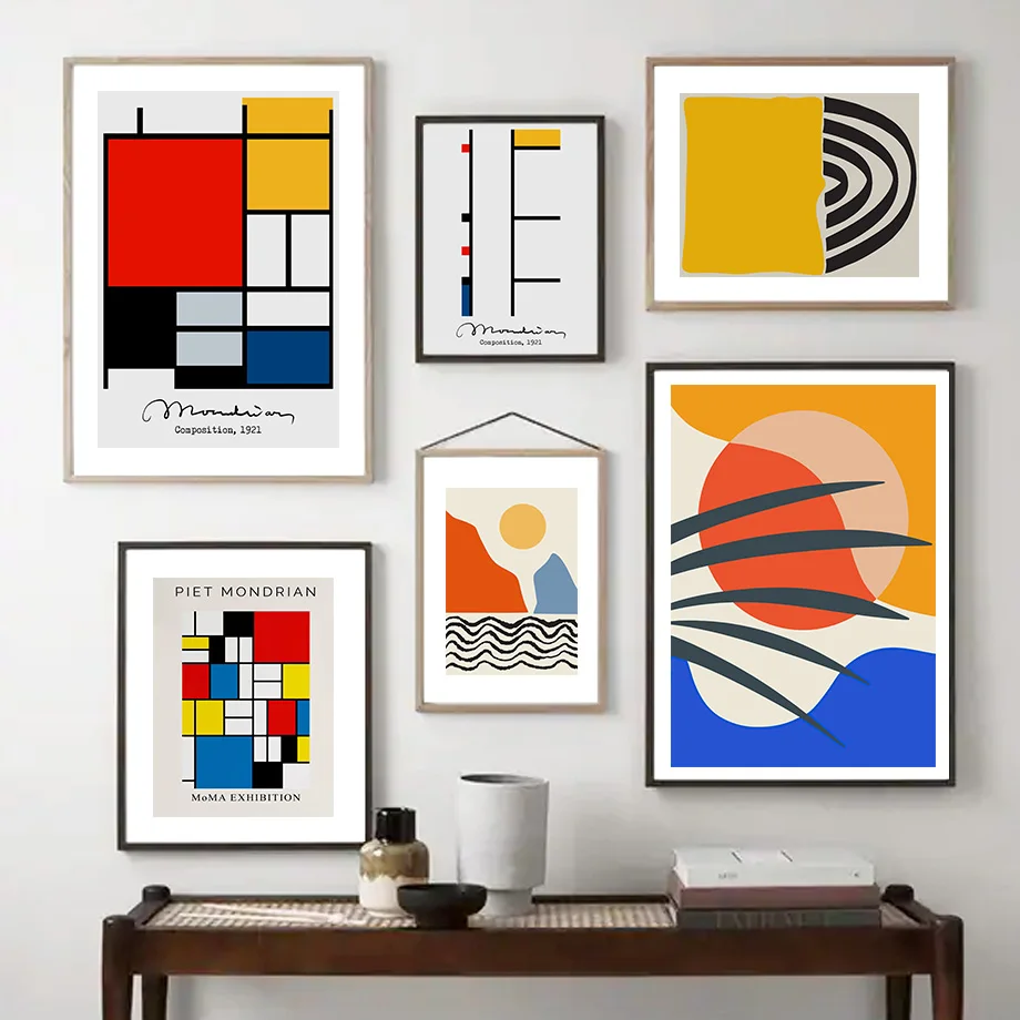Картина на холсте Piet Mondrian Cubism Геометрическая абстрактная стена фотография декор