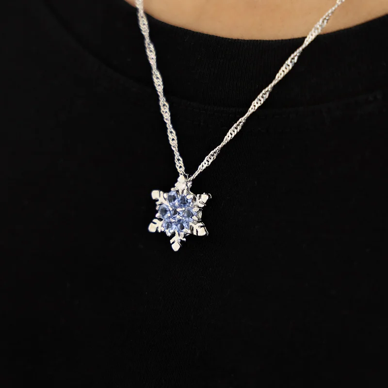 Sindlan натуральный камень синяя Хрустальная подвеска Снежинка ожерелье для женщин