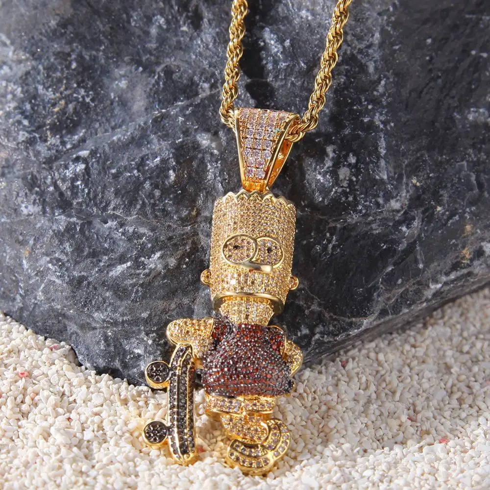 Кулон в стиле хип-хоп Симпсоны со стандартным мультяшным куклой мужские