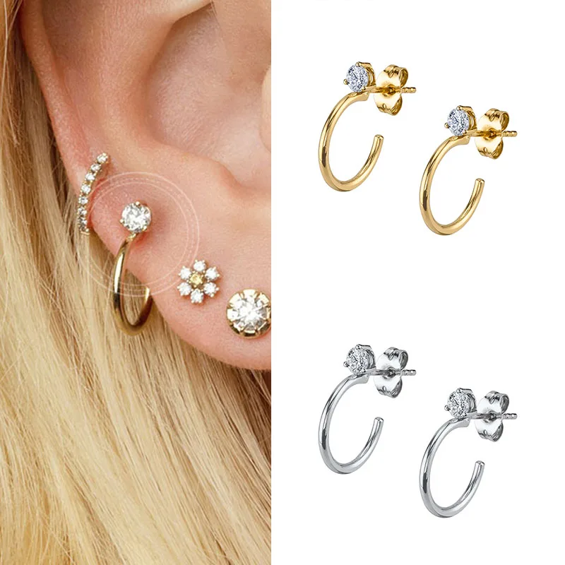 

925 Sterling Silver Ladies Earrings CZ Crystal Earring Pendants Broncos Fine Jewelry Women Stud Earring Charm Fashion Party Gift