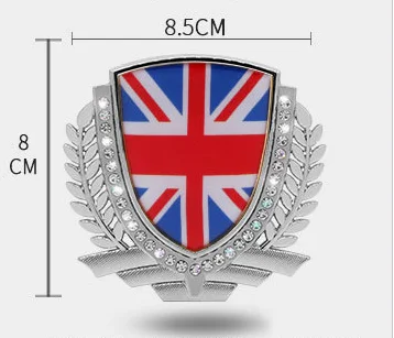 

3D Auto Metal Silver Britain UK Flag Grain Car Emblem Badges Decal Sticker Automobile Accessories