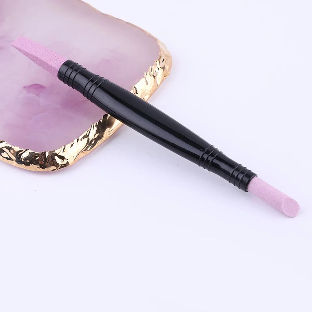 Double Headed Quartz Scrub Pen Cuticle Remover Pusher Trimmer Dead Skin Black Professional Nail Art Care Tool Fine Polish | Красота и
