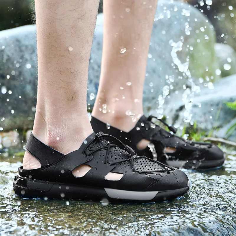 Сандалии мужские из натуральной кожи водонепроницаемая обувь для занятий