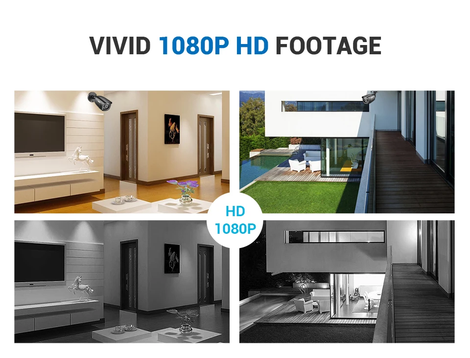 SANNCE RU 8CH 1080P 5в1 домашняя система видеонаблюдения с 1080N DVR 4 шт 1080P умная ИК уличная камера для наружного видеонаблюдения