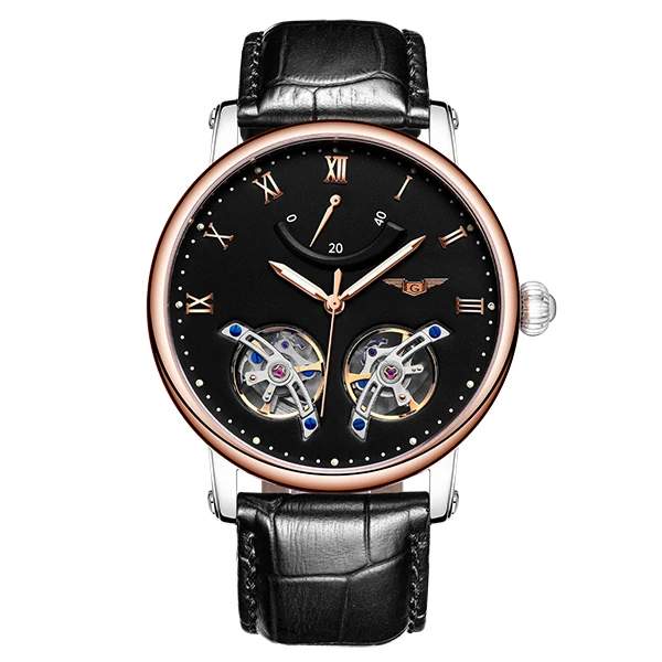 Часы наручные GUANQIN Мужские механические брендовые люксовые деловые с турбийоном