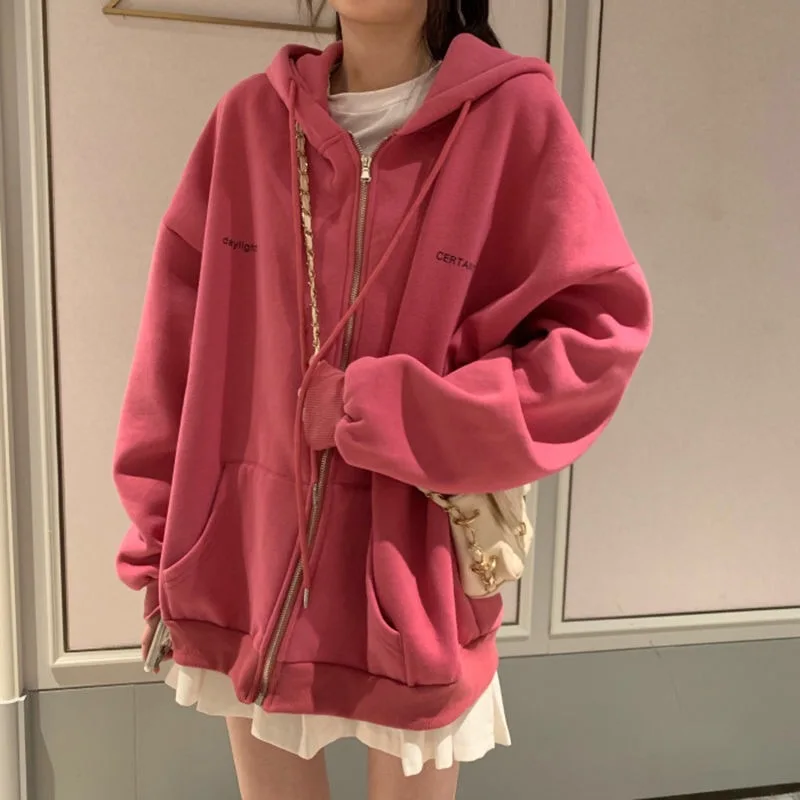 

Plus gre Hoodies Frauen Harajuku streetwear kawaii bergroen zip up sweatshirt kleidung koreanischen stil langarm tops