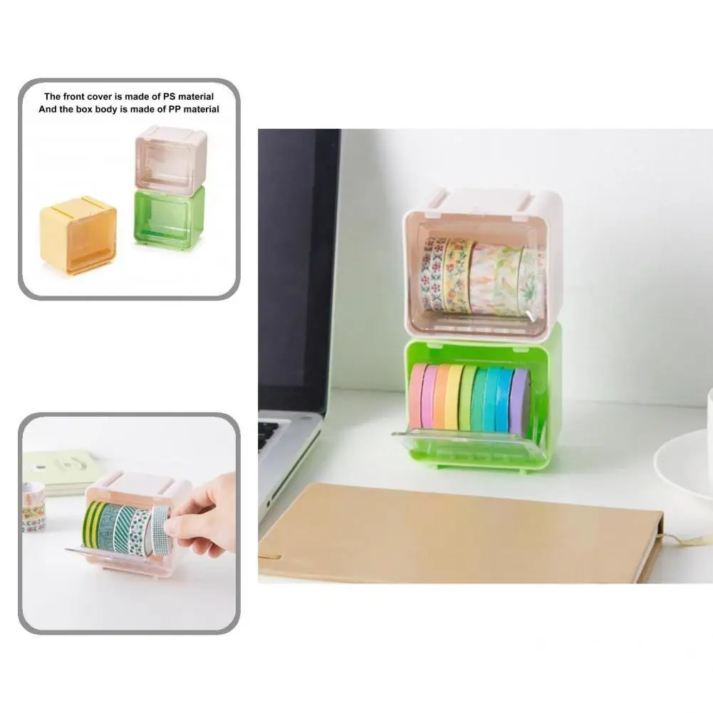

High Quality Transparent Lid Visible Washi Tape Storage Box Tape Storage Dispenser Dust Proof Large Capacity