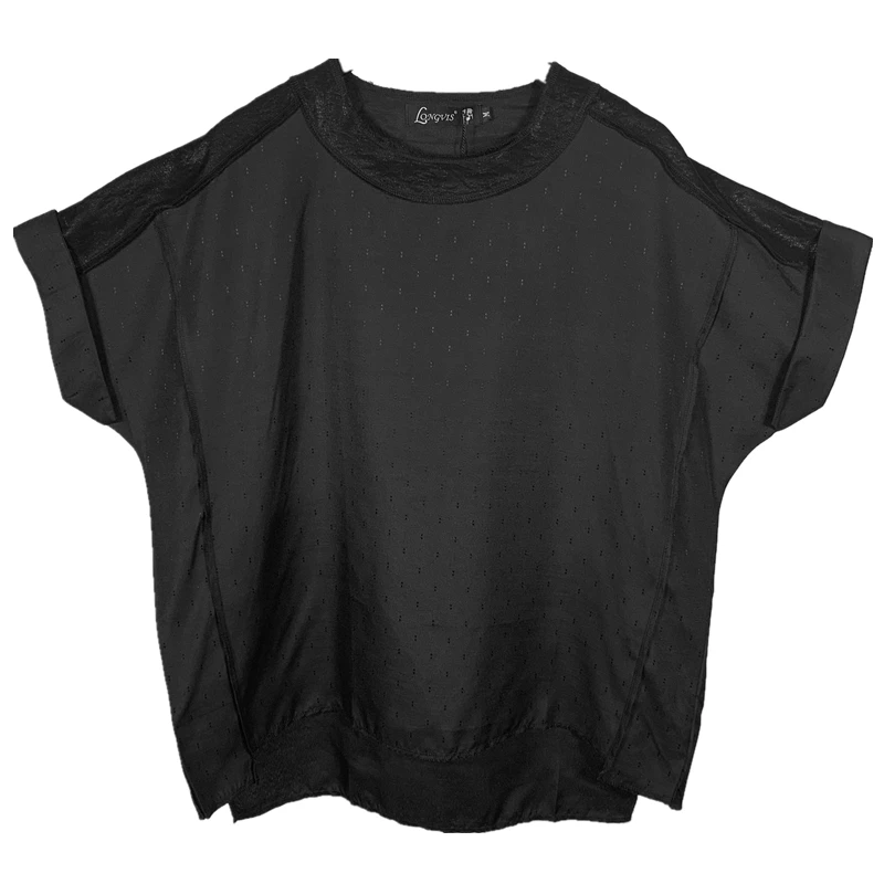 Оригинальная летняя новая модная брендовая темная свободная футболка с круглым