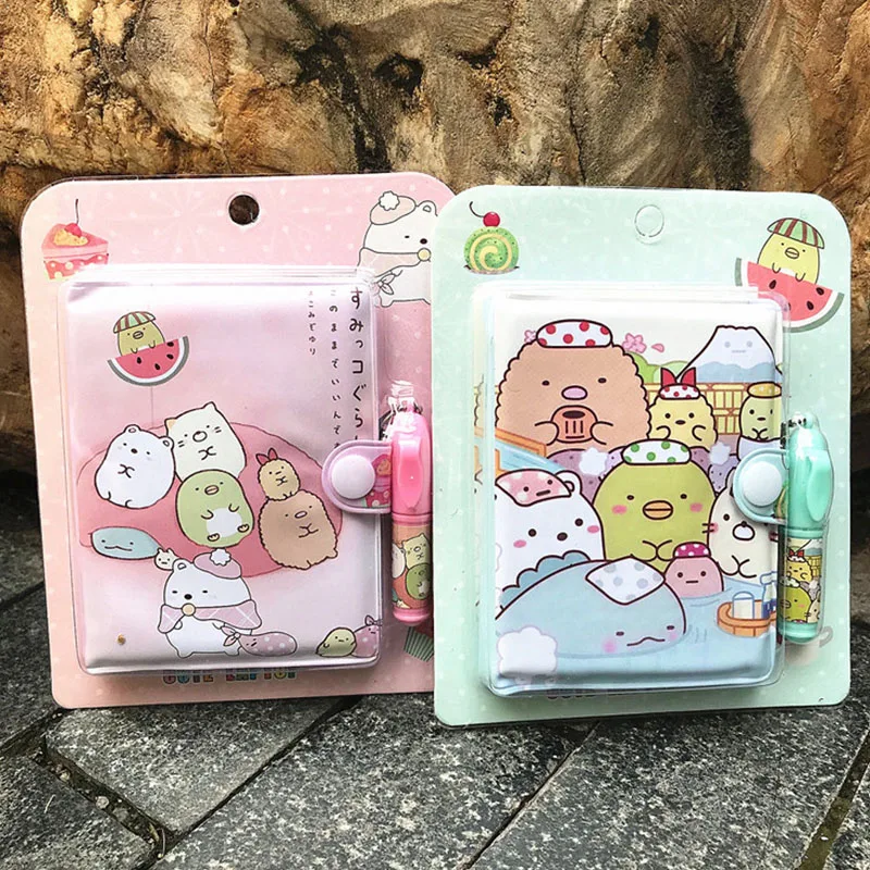 

12 шт./лот Sumikko Gurashi тетрадь набор с шариковой ручкой милый портативный блокнот дневник Планировщик Канцтовары подарок школьные принадлежнос...