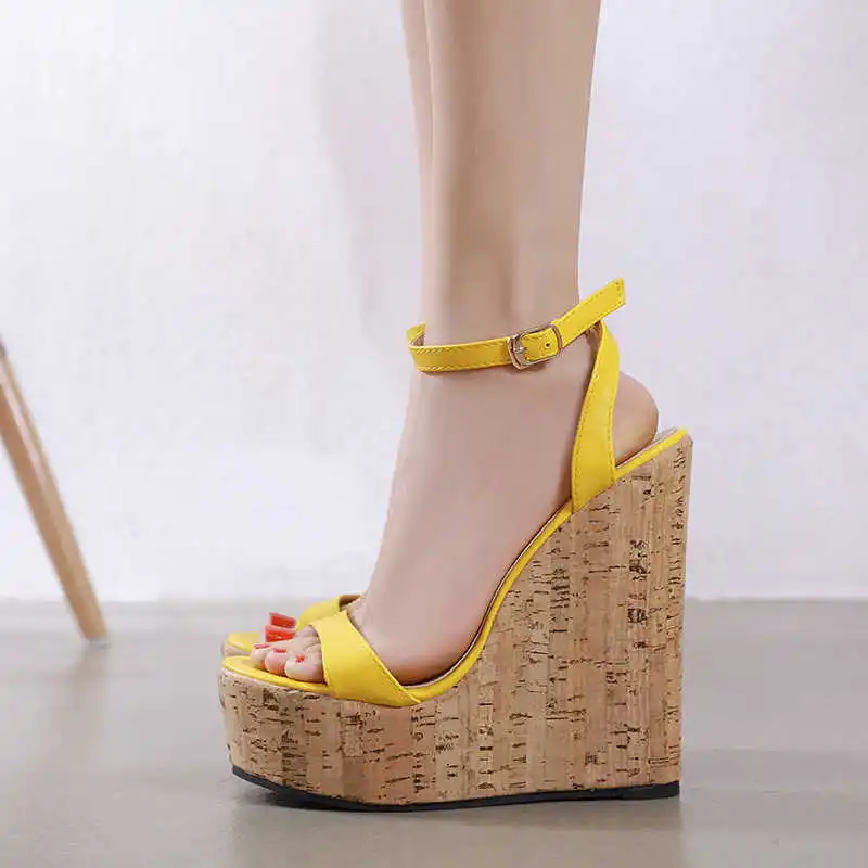 

summer new 2021 2020 spring new fruit color slope heel high heel one line buckle open toe dress women's sandals