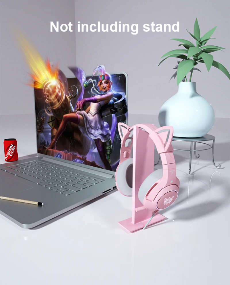 

K9 Pink Wired Game Cat Ear Headset With Microphone Hifi 7.1 Channel Gaming Music Headphone For Computer Notebook Earphone