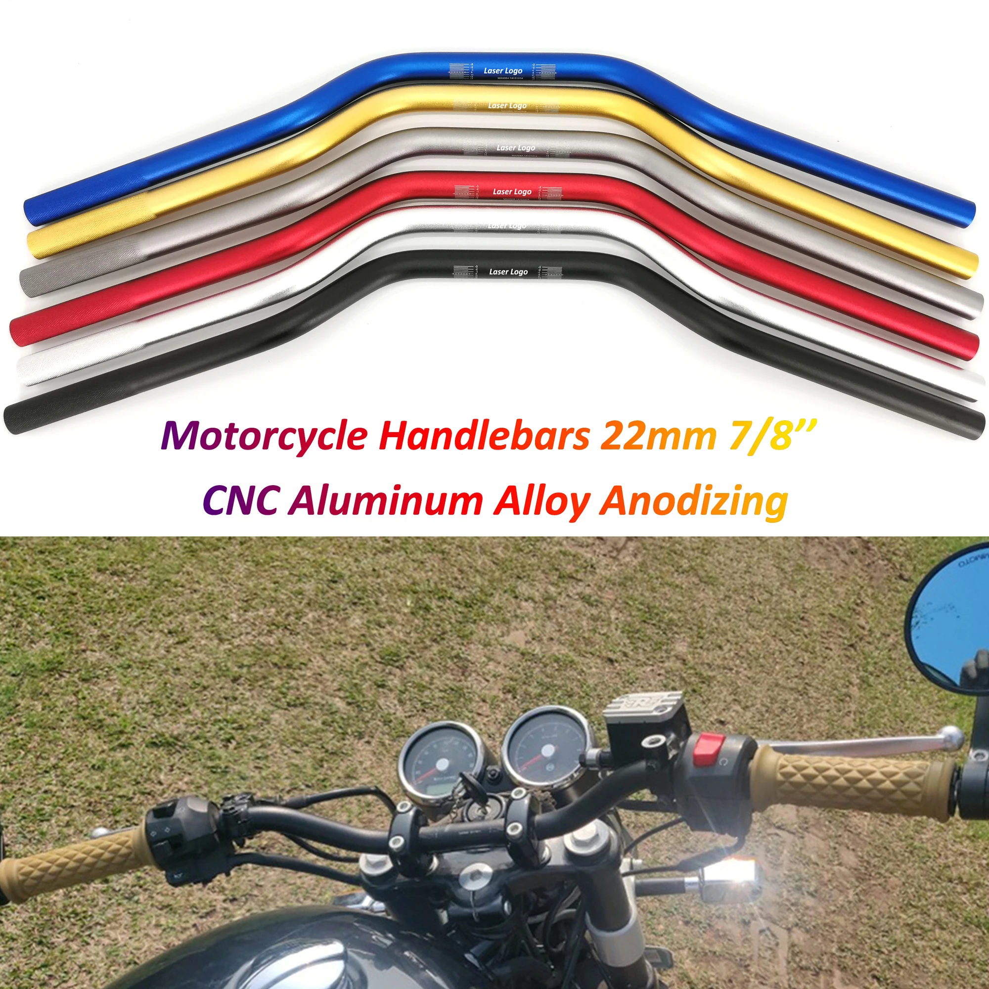 Руль из алюминиевого сплава для Yamaha MT 07 Z800 Z900 CB400 Ninja 7/8 Cafe Racer Scrambler внедорожный