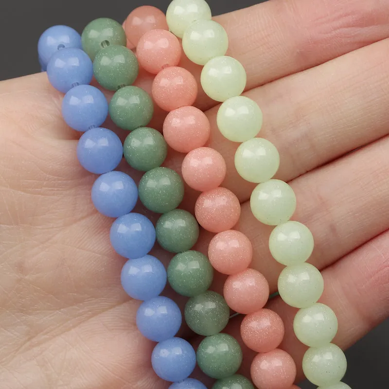 

Hesiod 6/8/10mm Natural Luminous Stone Beads Snow Cracked Quartzs Crystal Beads for Jewelry Making Opal Round Loose Beads
